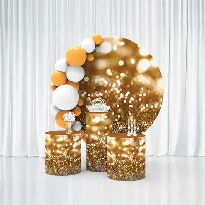 Aperturee Blond Hair Girl Twins Round Backdrop Kit For Baby Shower | Baby Shower Backdrop Ideas | Circle Backdrop Baby Shower...