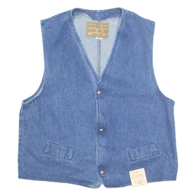 ELISA MODE Womens Waistcoat Blue V-Neck Sleeveless 2XL