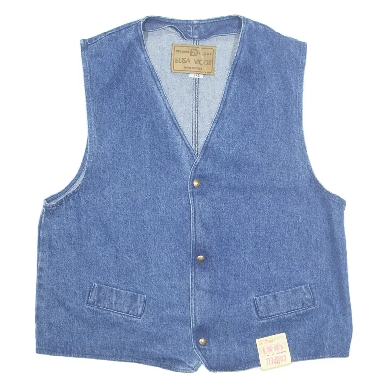 ELISA MODE Womens Waistcoat Blue V-Neck Sleeveless 2XL