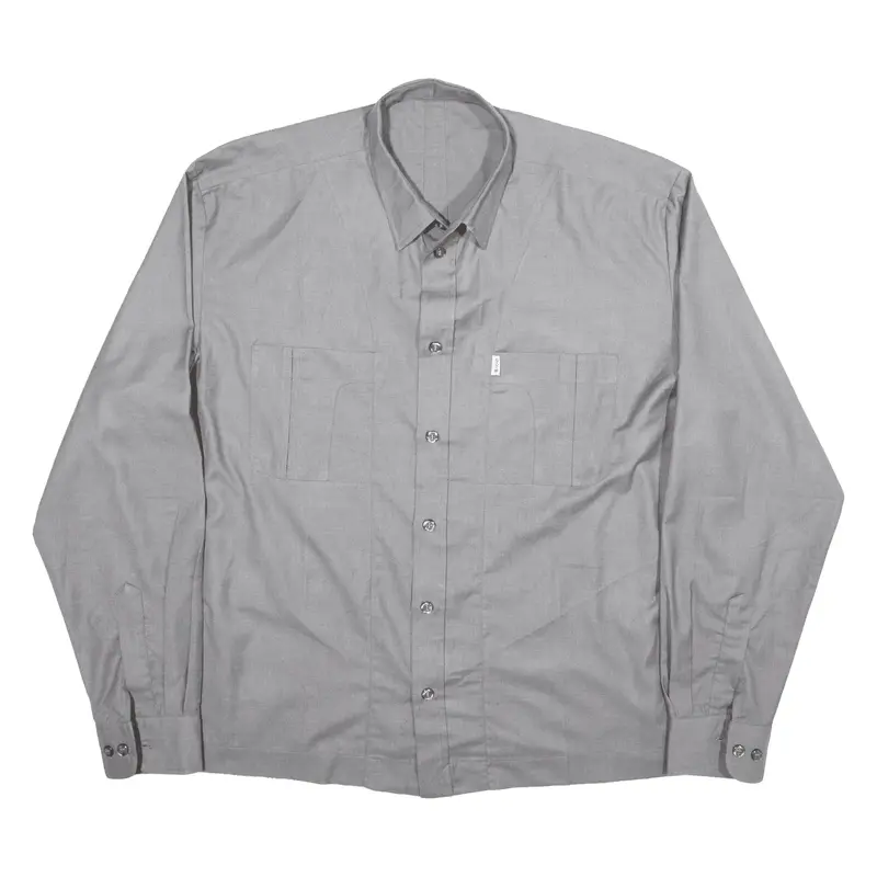 G.Y.W. Plain Shirt Grey Long Sleeve Mens XL