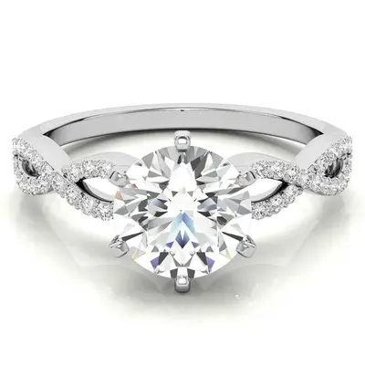10K White Gold Round Cut Moissanite Engagement Ring