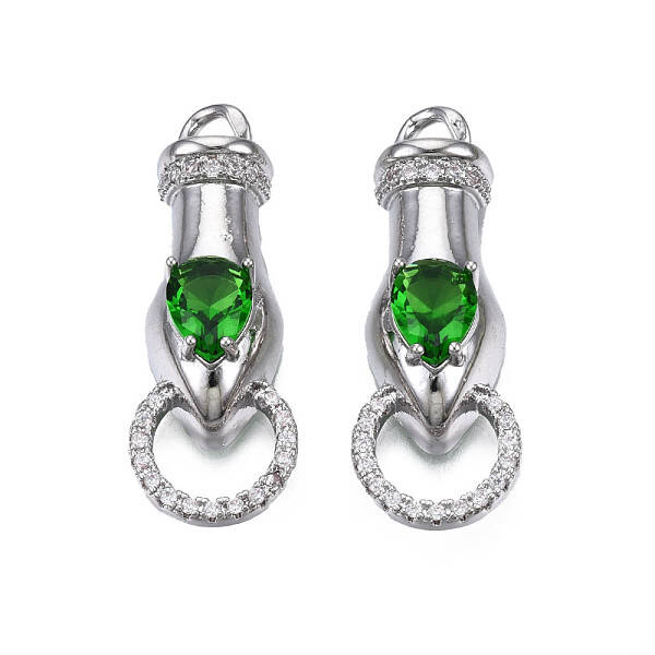 Brass Clear & Green Cubic Zirconia Connector Charms