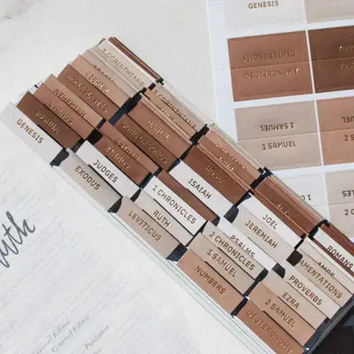 Decorative Bible Tabs for Women (96 Pieces)  Earth Tone Neutral Gold Foil Bible Tabs - Laminated Bible Labels Tabs  Remove & ...