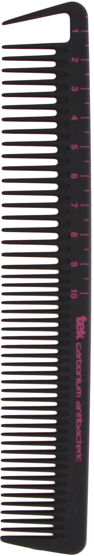 Tek - Wide/fine-tooth cutting comb with tail in antibacterial pure carbon alloy