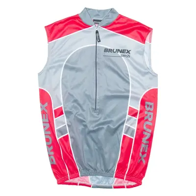 BRUNEX SWISS Cycling Mens Jersey Grey Sleeveless 1/2 Zip L