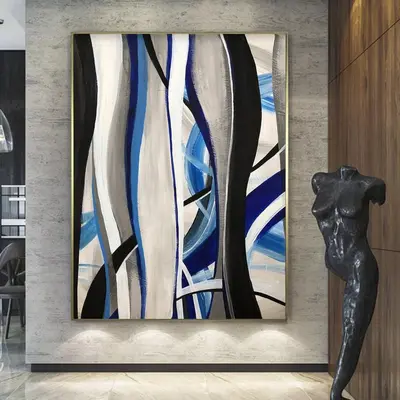 Original Abstract Painting Oversized Abstract Painting Blue Painting Abstract Acrylic Paintings On Canvas | SEA'S SONGS