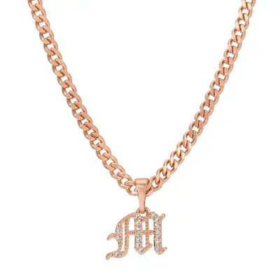 Limited Edition Rose Gold Old English Small Initial Necklace