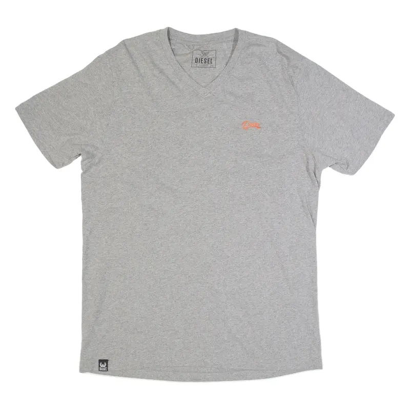 DIESEL Mens T-Shirt Grey V-Neck XL