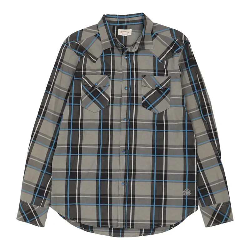 Diesel Checked Shirt - Large Blue Cotton