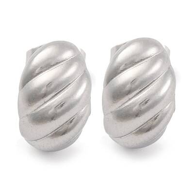 Non-Tarnish Oval 304 Stainless Steel Stud Earrings