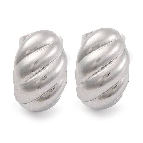 Non-Tarnish Oval 304 Stainless Steel Stud Earrings