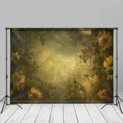 Retro Floral Gold Abstract Fine Art Photo Backdrop - Aperturee