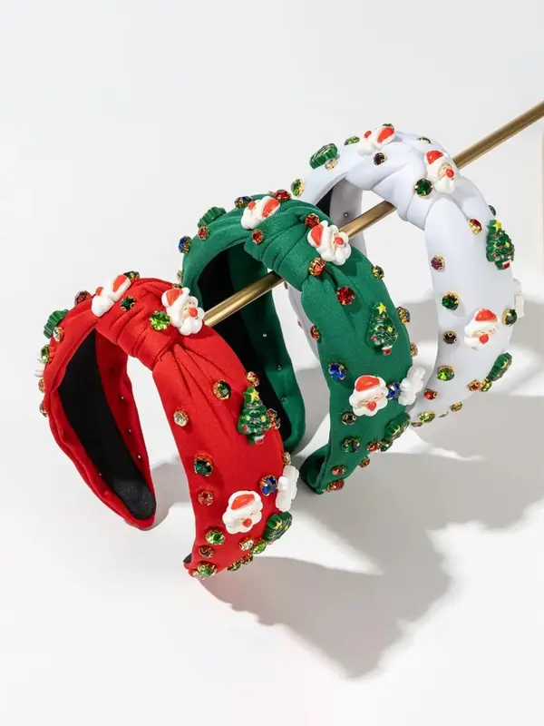 1pc Christmas Themed Knot Design Hair Hoop, Cute Santa Claus Snowflake Decor Hair Accessories for Women & Girls, Fashion Hair...
