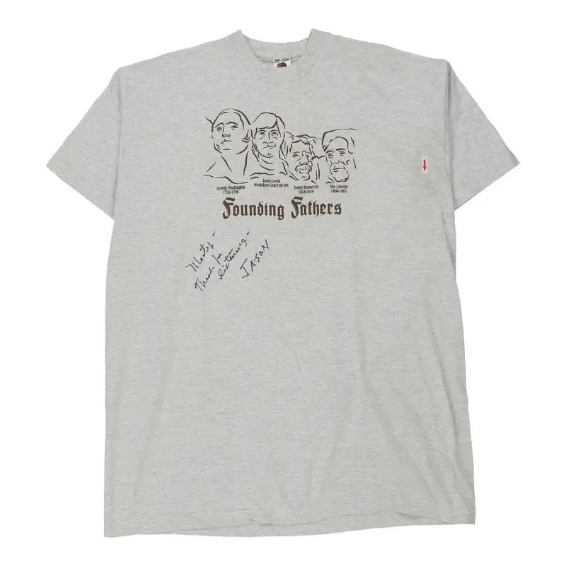 Founding Fathers Fruit Of The Loom T-Shirt - 2XL Grey Cotton