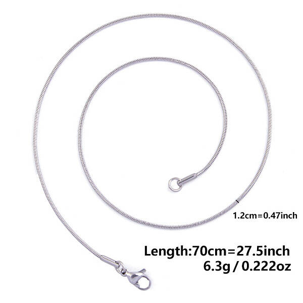 Non-Tarnish 1.2MM Unisex 304 Stainless Steel Snake Chains Necklaces