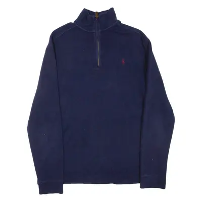POLO RALPH LAUREN Mens Jumper Blue 1/4 Zip Tight Knit M