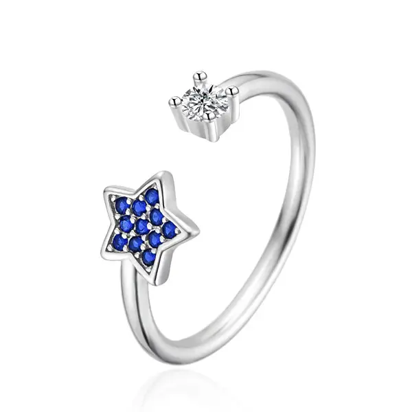 Agato Open Silver Heart Ring AGT-R34WBL - Circuit: 57 mm