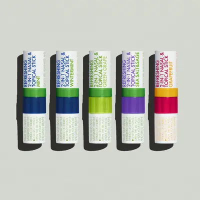 [Herb Island] 2 in 1 Nasal Stick Inhaler, Energizing Inhaler & Soothing Roll-On, Natural Mint Essential Oil Aromatherapy Stic...