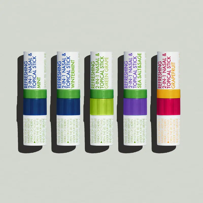 [Herb Island] 2 in 1 Nasal Stick Inhaler, Energizing Inhaler & Soothing Roll-On, Natural Mint Essential Oil Aromatherapy Stic...