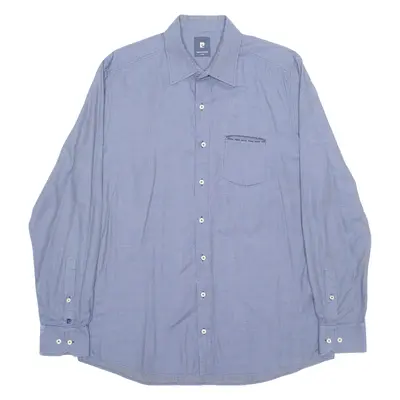 PIERRE CARDIN Mens Plain Shirt Blue Long Sleeve L