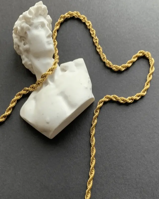 18K Gold Rope Chain Necklace
