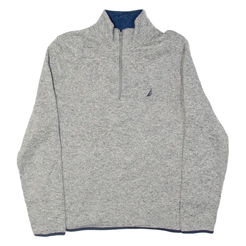 NAUTICA Mens Fleece Grey 1/4 Zip L