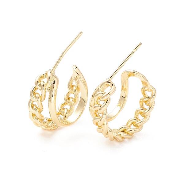 Curb Chain Shape Stud Earrings