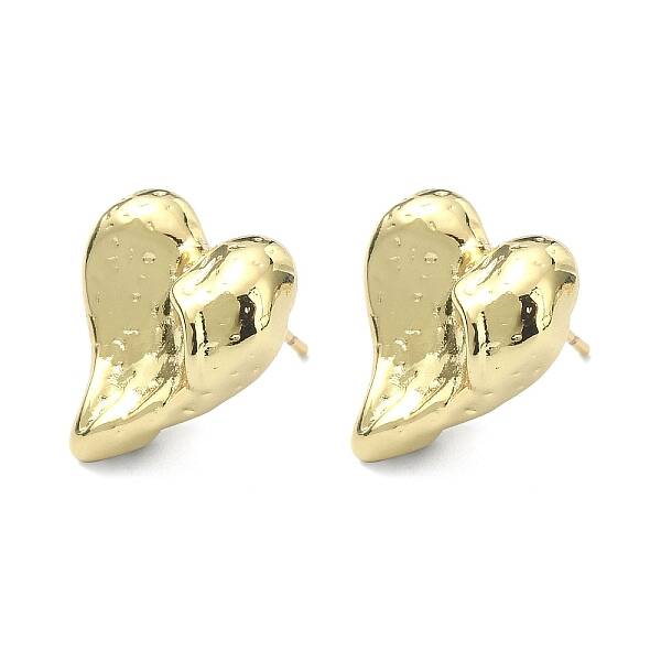 Rack Plating Brass Heart Stud Earrings for Valentine's Day
