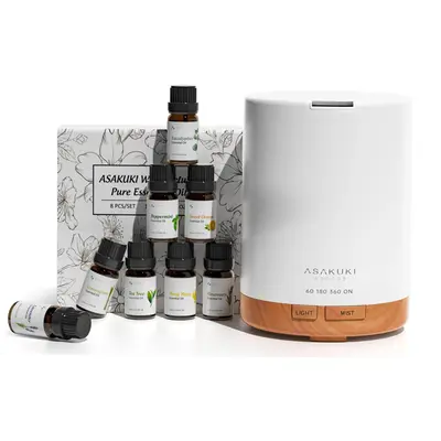ASAKUKI 300ML Essential Oil Diffuser, Humidifiers for Home&Office, 7 Color Light Aroma, Auto-Off, relaxation aromatic gift id...