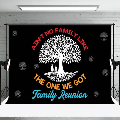 Black White Tree Backdrop For Family Reunion Party