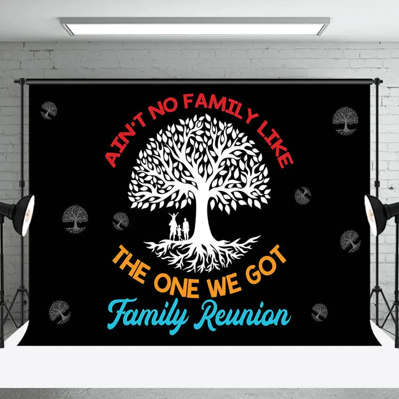 Black White Tree Backdrop For Family Reunion Party
