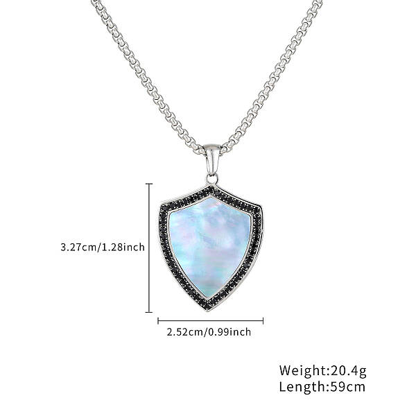 Vintage Shield Pendant Necklaces with Black Agate Inlay