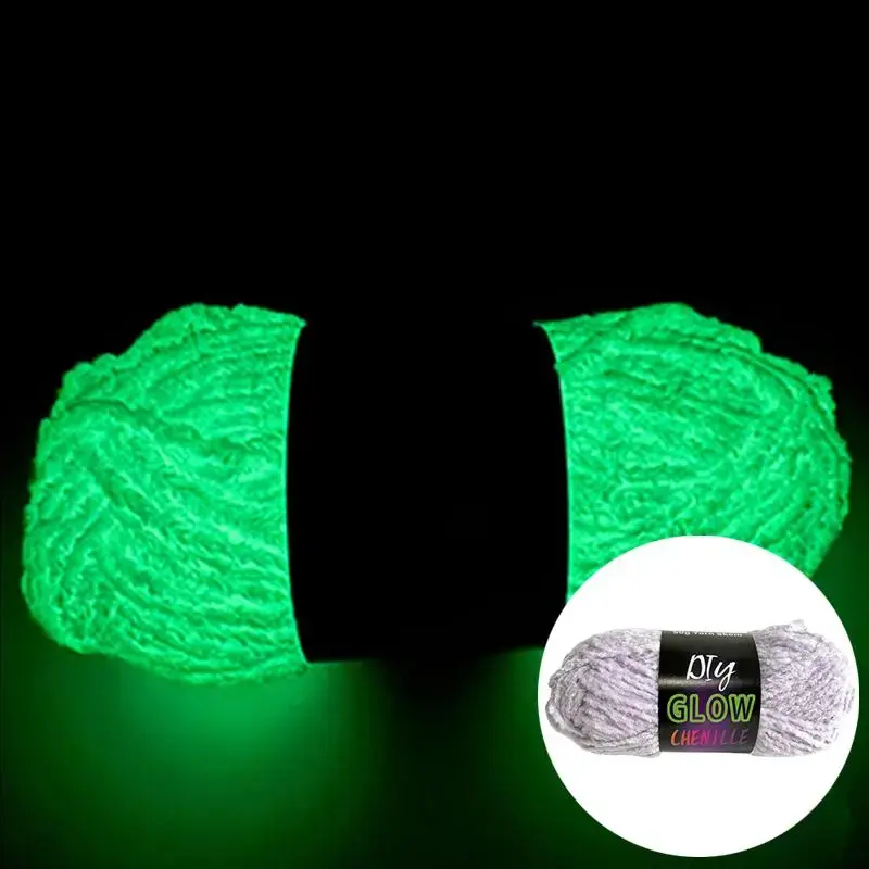 Luminous Polyester Yarn, 1 Count Glowing in the Dark Yarn for DIY, Hand-Knitted Line Yarn for Crochet, Glowing Yarn After Ab...