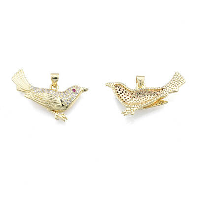 Brass Micro Pave Clear Cubic Zirconia Pendants