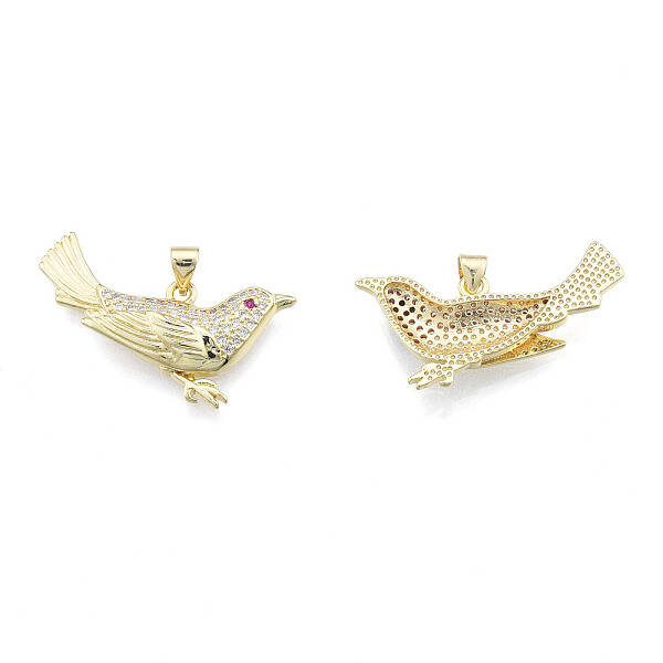 Brass Micro Pave Clear Cubic Zirconia Pendants