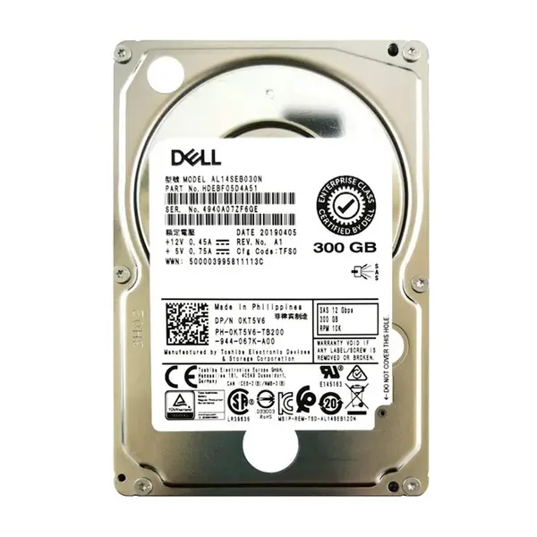 0KT5V6 Dell 300GB 12Gb/s SAS 10000 2.5-Inch Hard Drive