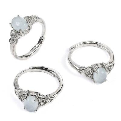 Oval Natural Aquamarine Adjustable Rings
