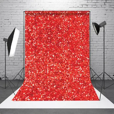 Aperturee Glitter Hot Red Silver Dots Twinkling Photo Backdrop - Aperturee