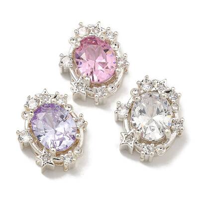 Brass Micro Pave Cubic Zirconia Beads