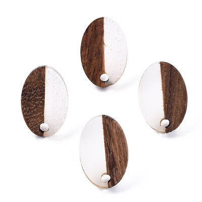 Resin & Walnut Wood Stud Earring Findings