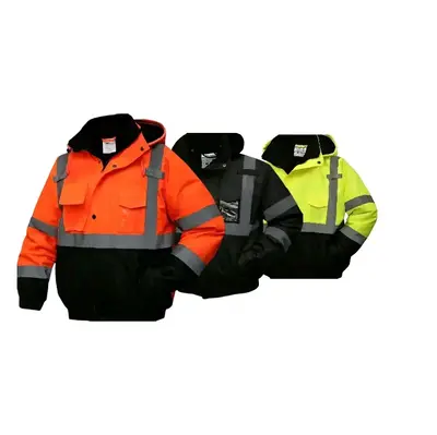 High Visibility Reflective Jackets for Men, Waterproof Class 3 Safety Jacket with Pockets, Hi Vis Yellow Coats with Black Bot...
