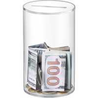 Clear Acrylic Piggy Bank, Cylindrical Piggy Bank For Home Decor, Money Jar Room Decor, Summer Unopenable Acrylic Saving Jar, ...