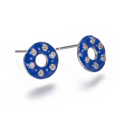 Brass Micro Pave Cubic Zirconia Ear Studs