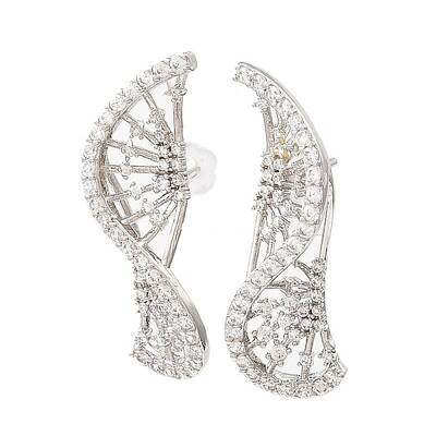 DNA Sequences Shape Brass Micro Pave Cubic Zirconia Stud Earrings
