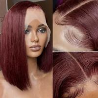 99J Burgundy Lace Front Wigs Human Hair BOB Wig HD Transparent Lace Bob Wig Human Hair Glueless Frontal Wigs Pre Plucked 180%...