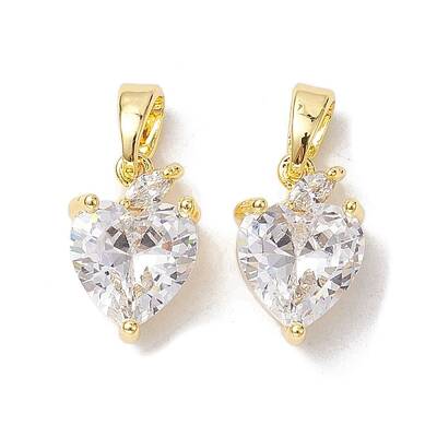 Valentine's Day Brass Micro Pave Clear Cubic Zirconia Charms