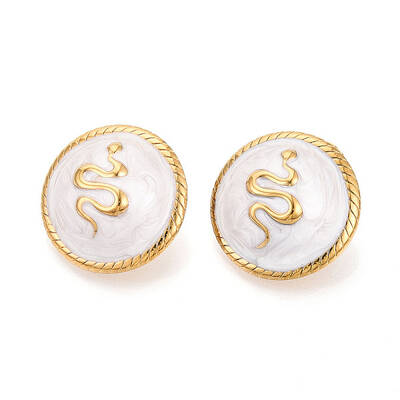 304 Stainless Steel Enamel Stud Earrings