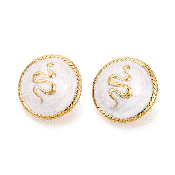 304 Stainless Steel Enamel Stud Earrings