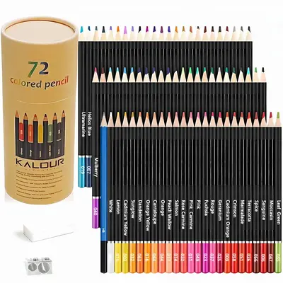 Oil Colored Pencil, 1 Set Professional 50/72 Colors Vibrant Color Artist Pencil Set with Pencil Sharpener and Eraser, Art Sup...