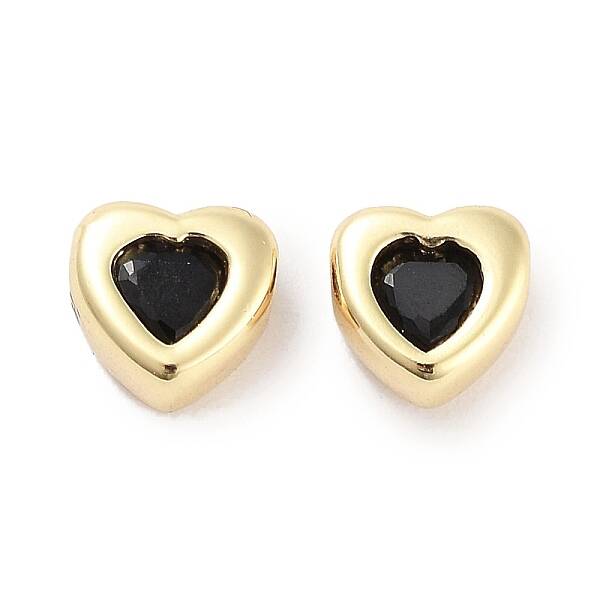 Brass Micro Pave Cubic Zirconia Beads